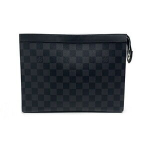 Louis Vuitton Clutch Bag Shoulder Damier Graphite Black Pochette Voyage